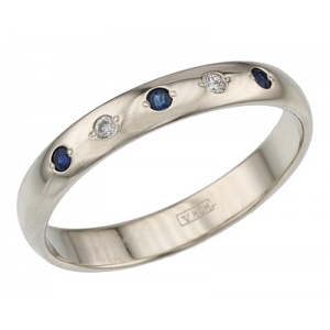 36БС Обручальное кольцо из золота с бриллиантами и сапфирами