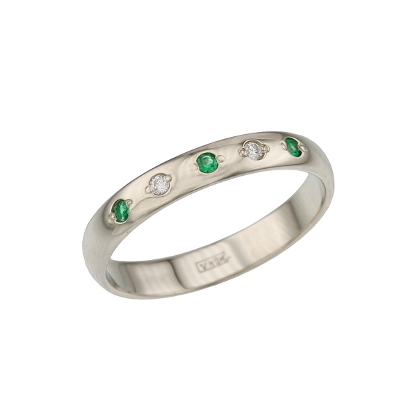 Обручальные кольца с изумрудами, сапфирами, рубинами / Арт. 36БИ Обручальное кольцо из золота с бриллиантами и изумрудами - 22280 руб.